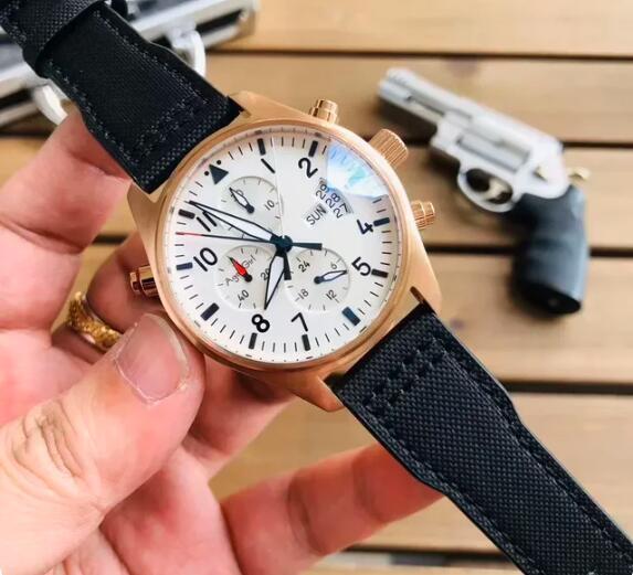 Luxury New Mens Mechanical Watch Rose Gold Automatic Brown Leather Blue Pilots Fashion Watches