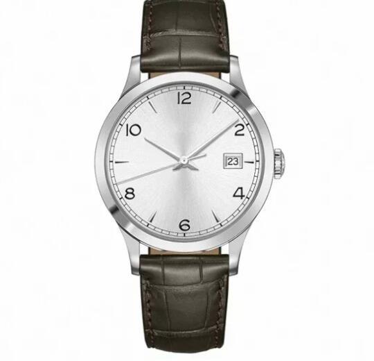 Luxury New Watch Mens Mechanical Automatic Black Leather White Dial Reloj Hombre