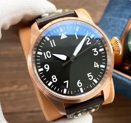 Luxury New Classic Big Automatic Mechanical Men's Pilot Watch Black Leather Reloj Hombre