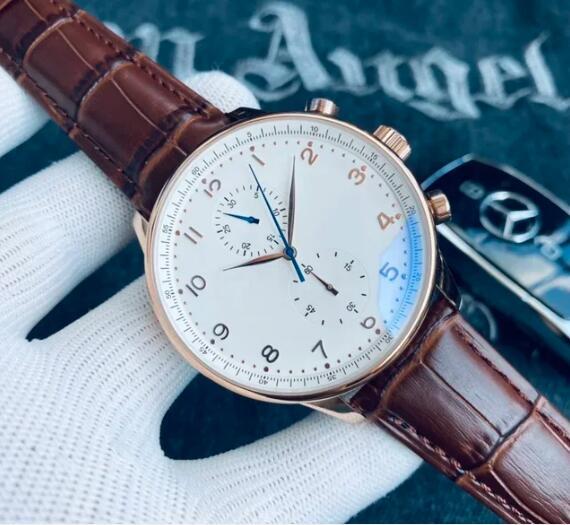 Top Luxury Brand High Quality Dial 43mm Automatic Watch for Men Mechanical Portuguese series Black Leather Business Wristwatch