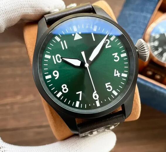 Luxury New Classic Big Automatic Mechanical Men's Pilot Watch Black Leather Reloj Hombre