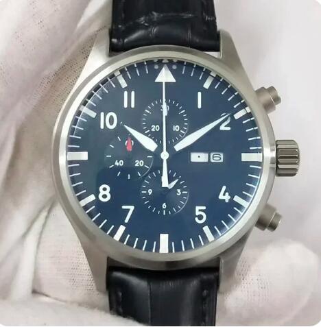 Luxury New Mens Mechanical Watch Automatic Pilots Black Leather Blue Fashion Watches