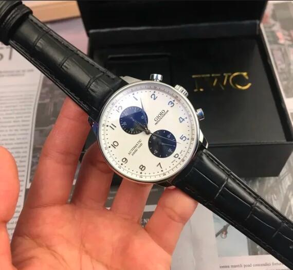 Luxury Mens Automatic Mechanical Watch Silver Green Black Leather Blue Stainless Steel Sapphire