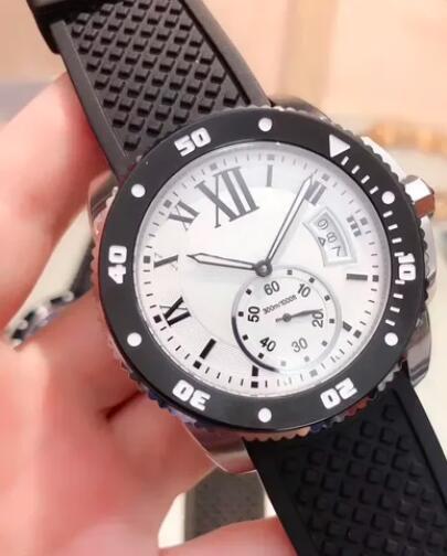 Luxury New Mens Mechanical Watch Automatic Rubber Black Blue Leather Ceramic Sport Watches