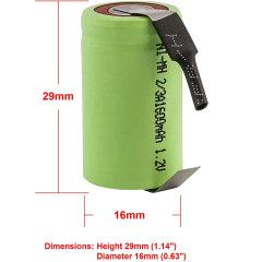 2/3A 1.2V 1600mAh NiMH Electric Razors toothbrushes Battery