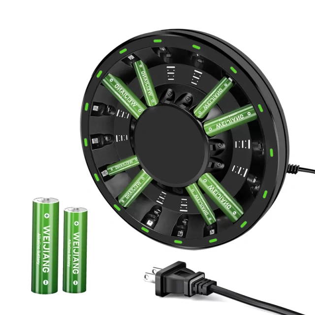 Round Large 16-Slot Fast Ni-MH/Ni-CD Battery Charger AA AAA Rechargeable Batteries