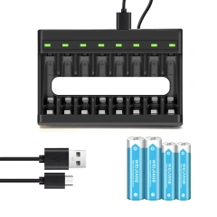 1.2V DC 2200mA Output Rechargeable AAA AA 8 Slots Portable NiMH NiCd Battery Charger