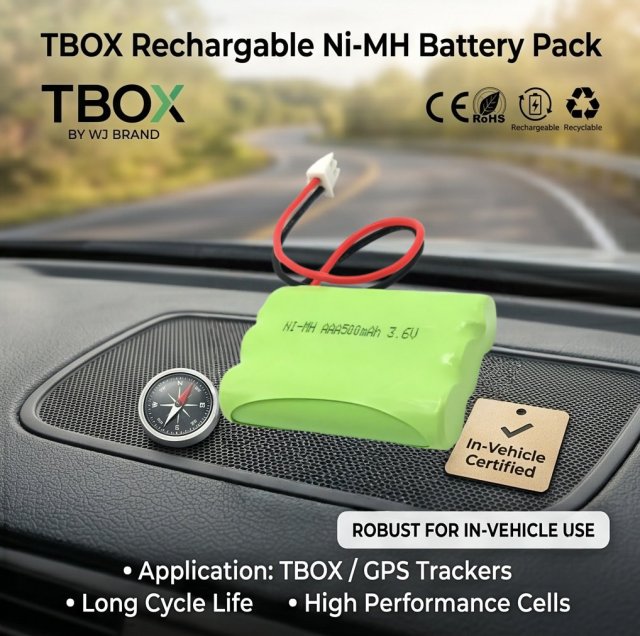 Compact T-Box Backup Power OEM 3.6V 500mAh Ni-MH Battery