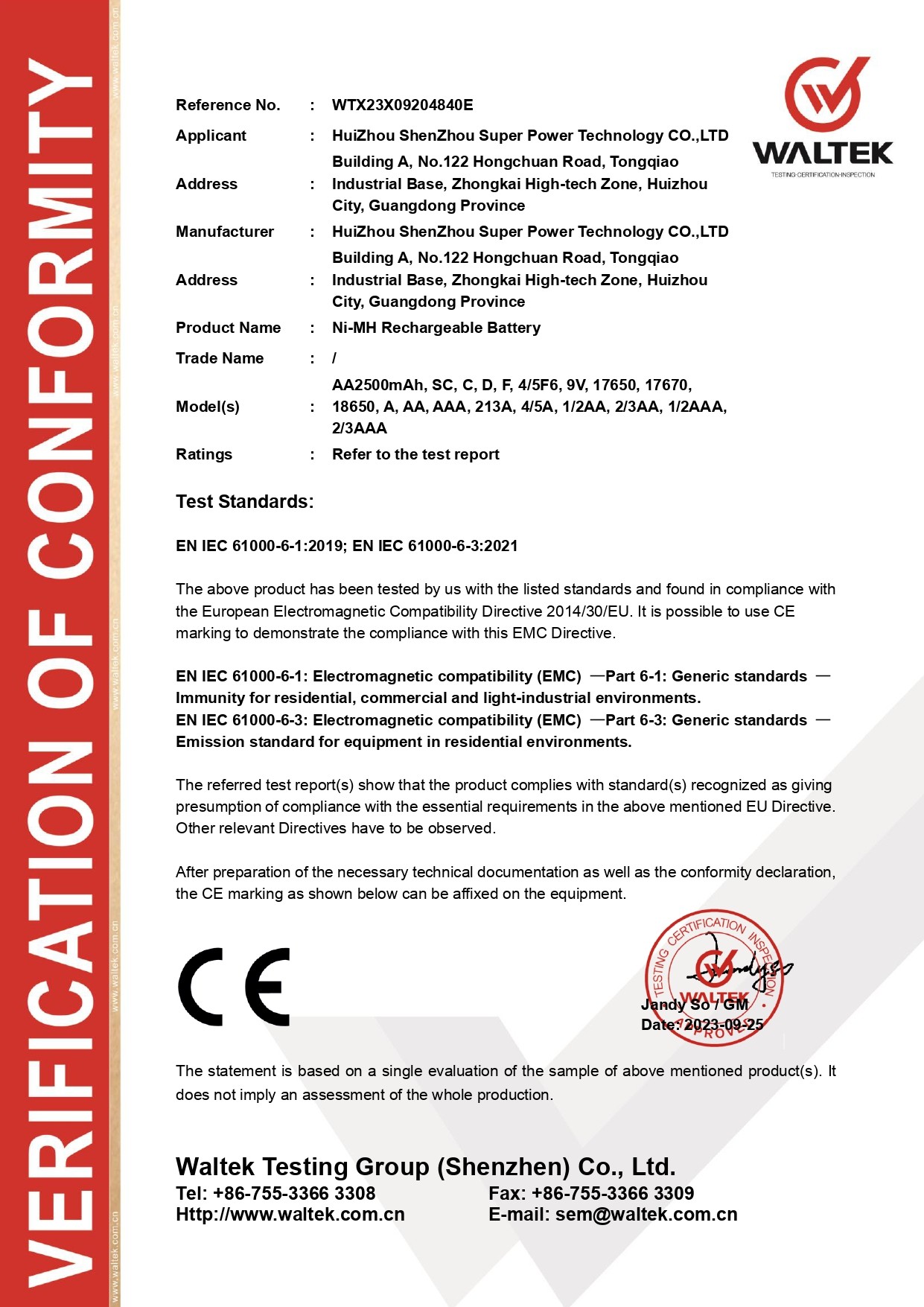 CE Certificate
