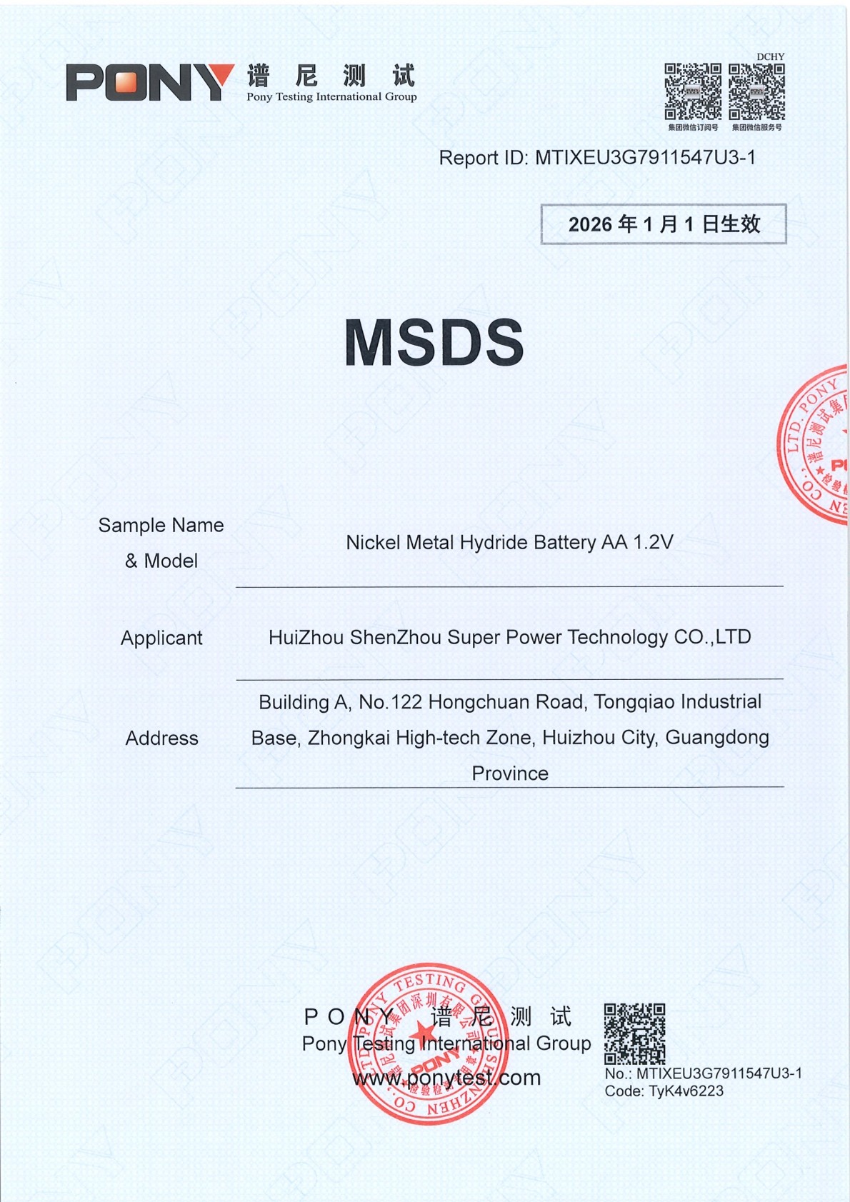 MSDS Report
