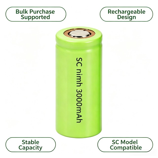 SC 3000mAh 1.2V Ni‑MH Rechargeable Battery Sub‑C Cell WJ H‑SC3000P for Power Tool RC Toy