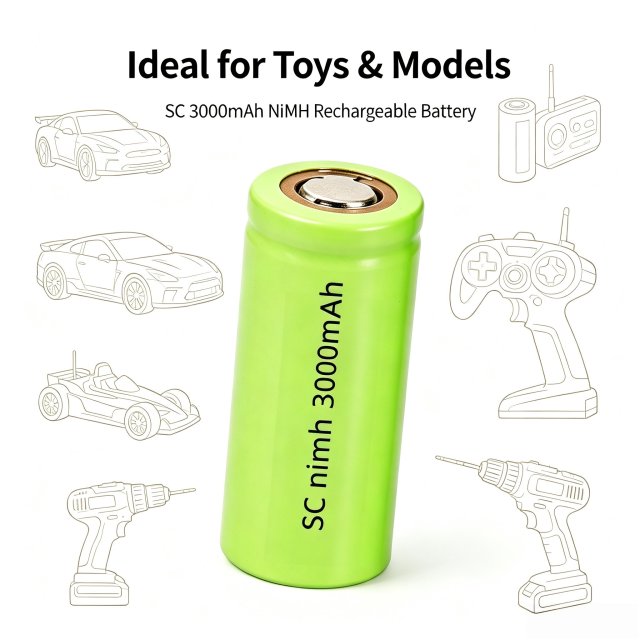 SC 3000mAh 1.2V Ni‑MH Rechargeable Battery Sub‑C Cell WJ H‑SC3000P for Power Tool RC Toy
