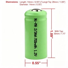 2/3AA Ni-MH Rechargeable Battery 700mAh 1.2V Cylindrical Cell | Weijiang Power OEM Battery Factory