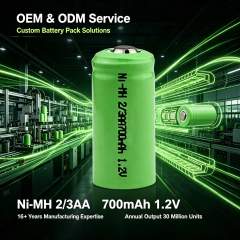 2/3AA Ni-MH Rechargeable Battery 700mAh 1.2V Cylindrical Cell | Weijiang Power OEM Battery Factory