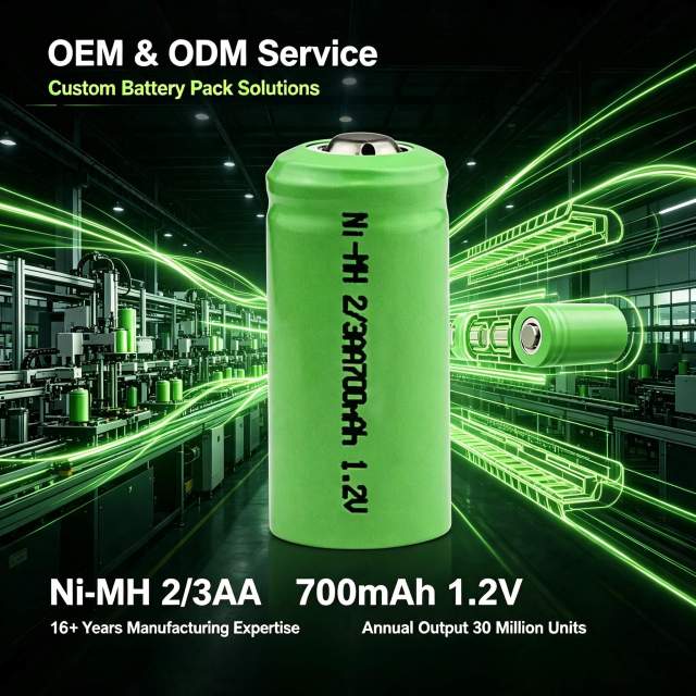 2/3AA Ni-MH Rechargeable Battery 700mAh 1.2V Cylindrical Cell | Weijiang Power OEM Battery Factory