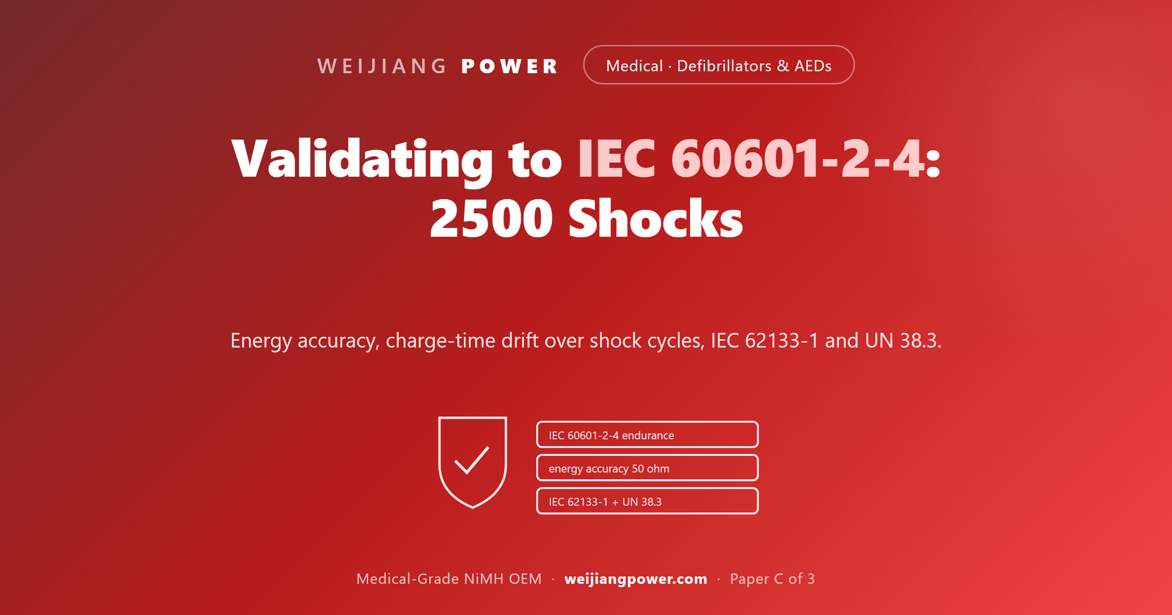 defibrillator battery validation IEC 60601-2-4 endurance IEC 62133 testing