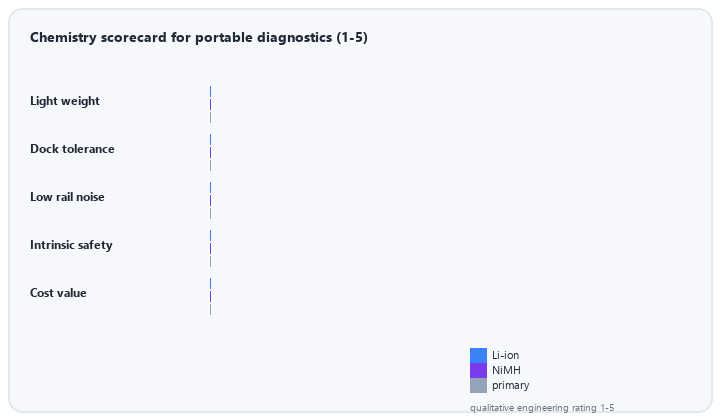 animated chemistry comparison for portable diagnostic imaging batteries