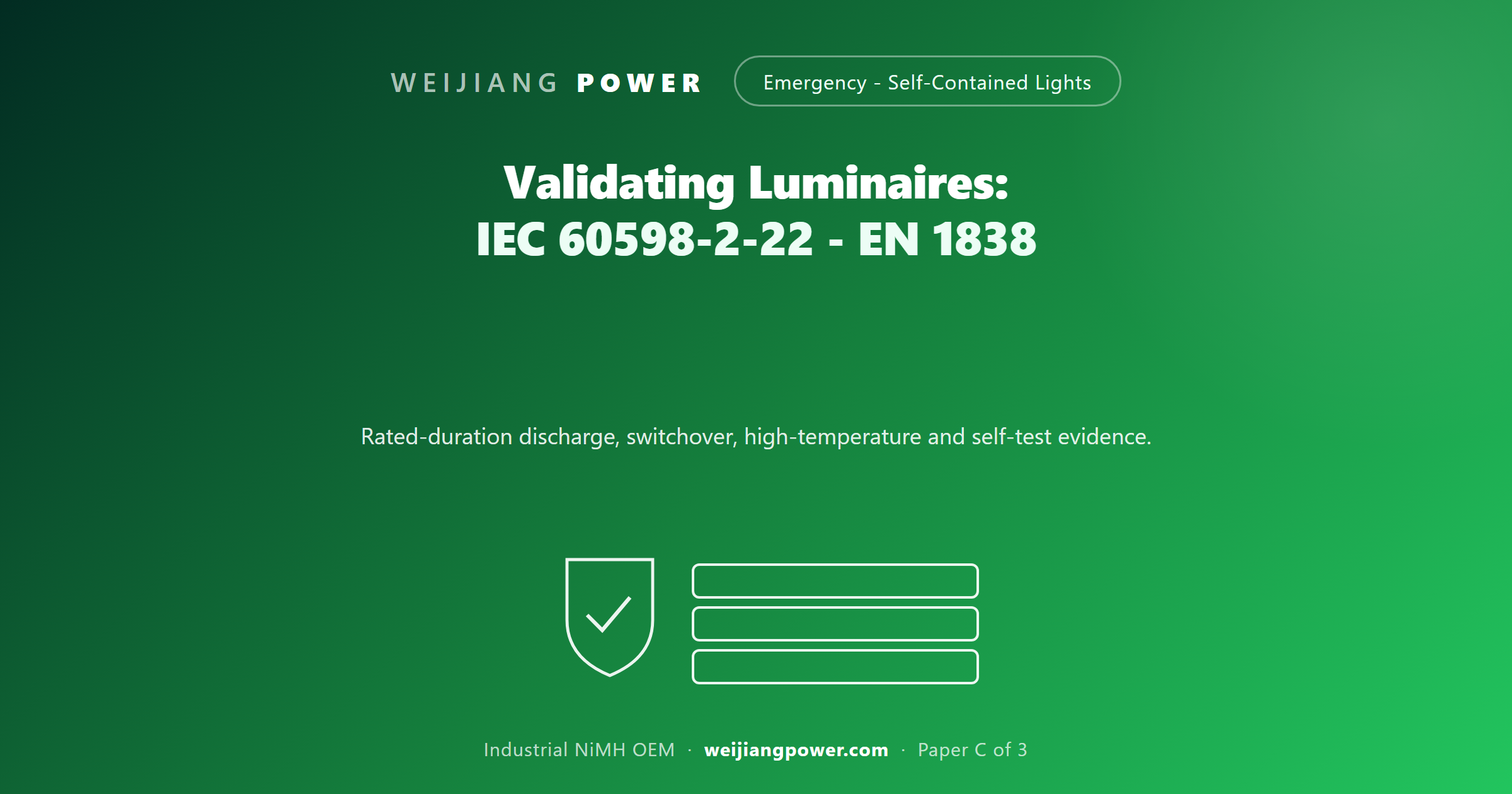 validating emergency luminaires IEC 60598-2-22 EN 1838 endurance type test evidence