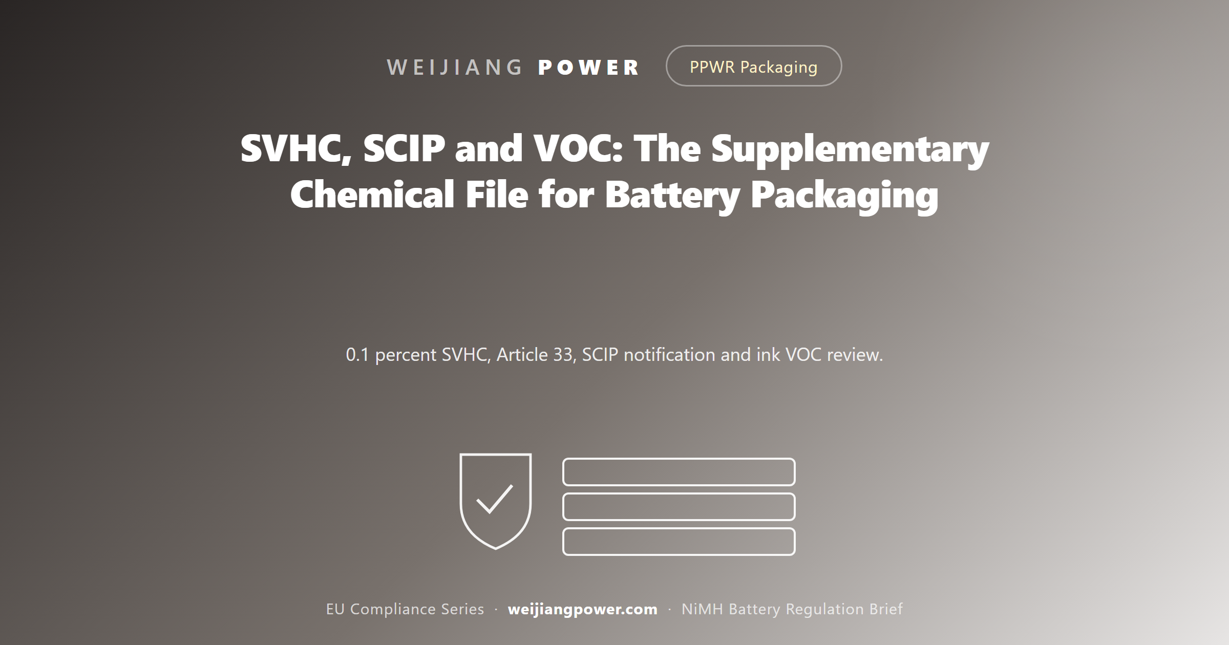 SVHC SCIP and VOC supplementary chemical file for battery packaging