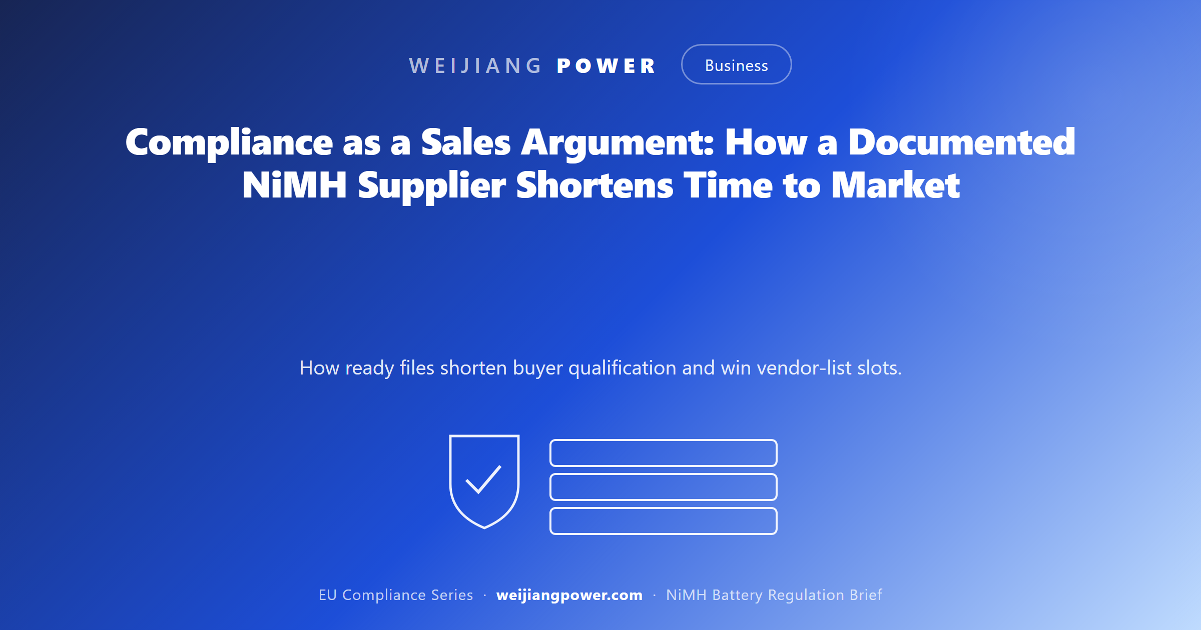 compliance as sales argument documented NiMH supplier shortens time to market