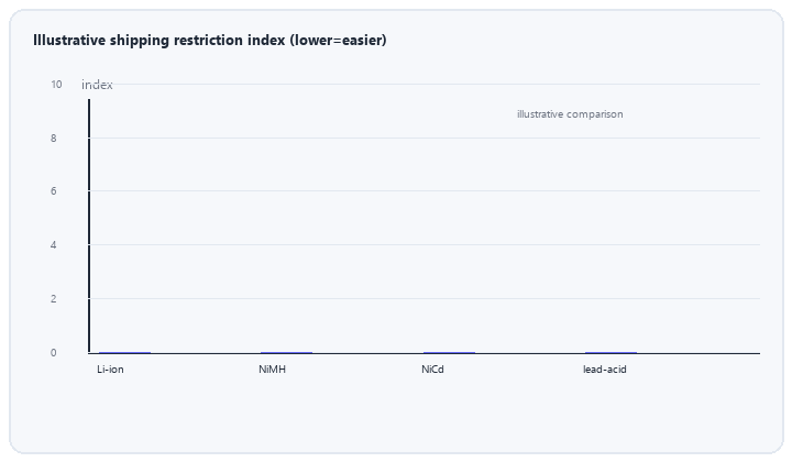 animated shipping restriction index comparison across lithium NiMH NiCd lead acid