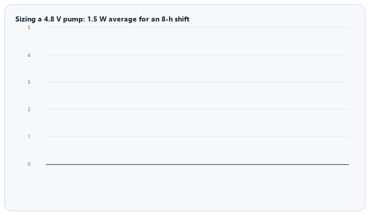 animated ampere hour derating for an enteral feeding pump battery per shift