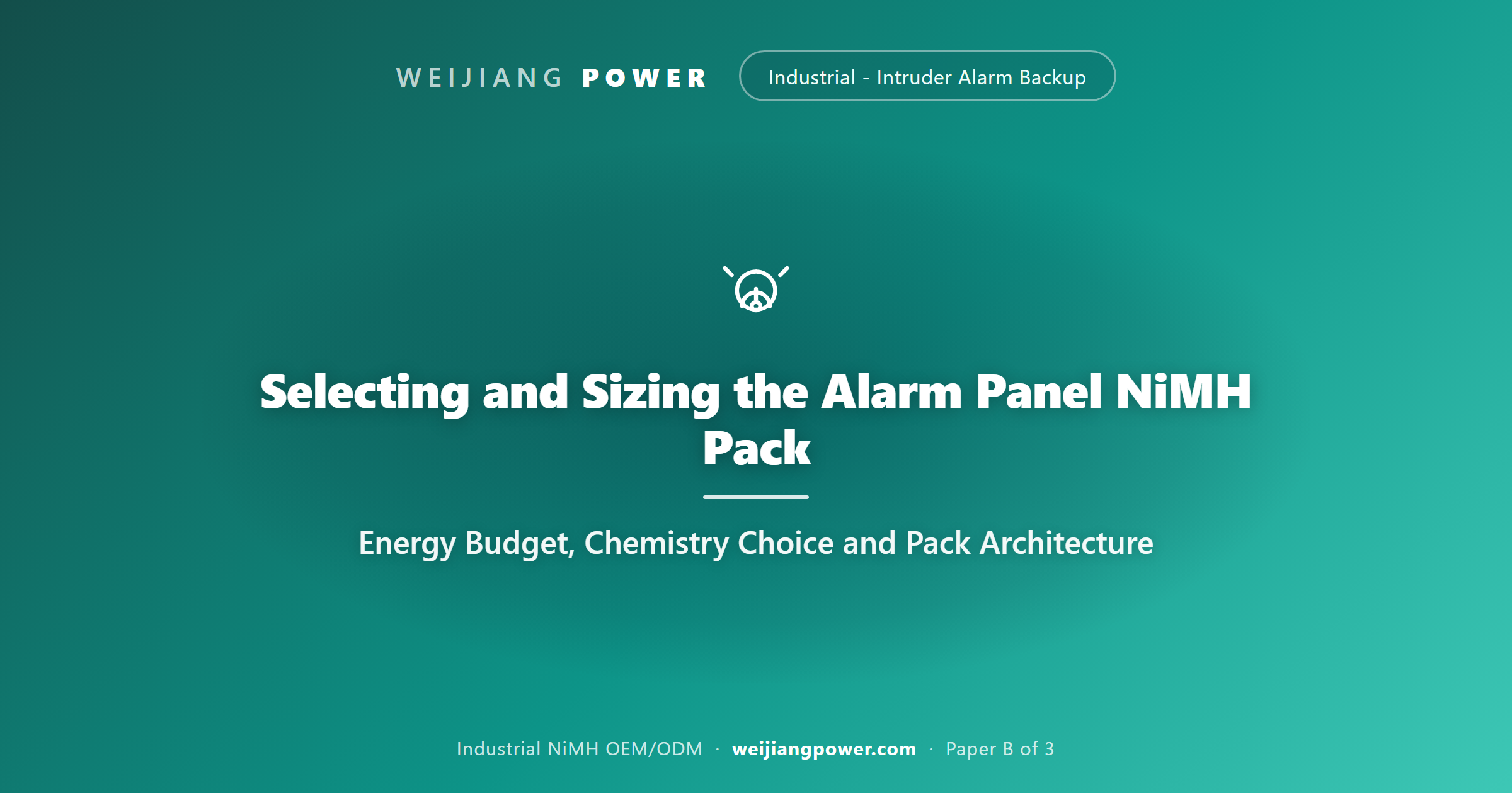 sizing selecting NiMH backup battery pack for intruder alarm control panel energy budget derating