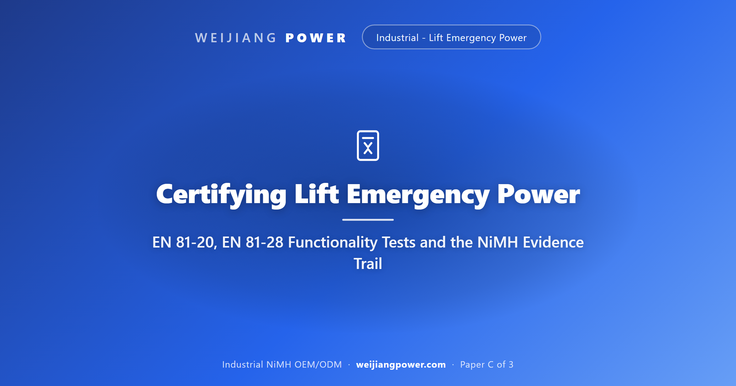 certification evidence stack for lift elevator emergency intercom ARD NiMH battery EN 81-20 EN 81-28