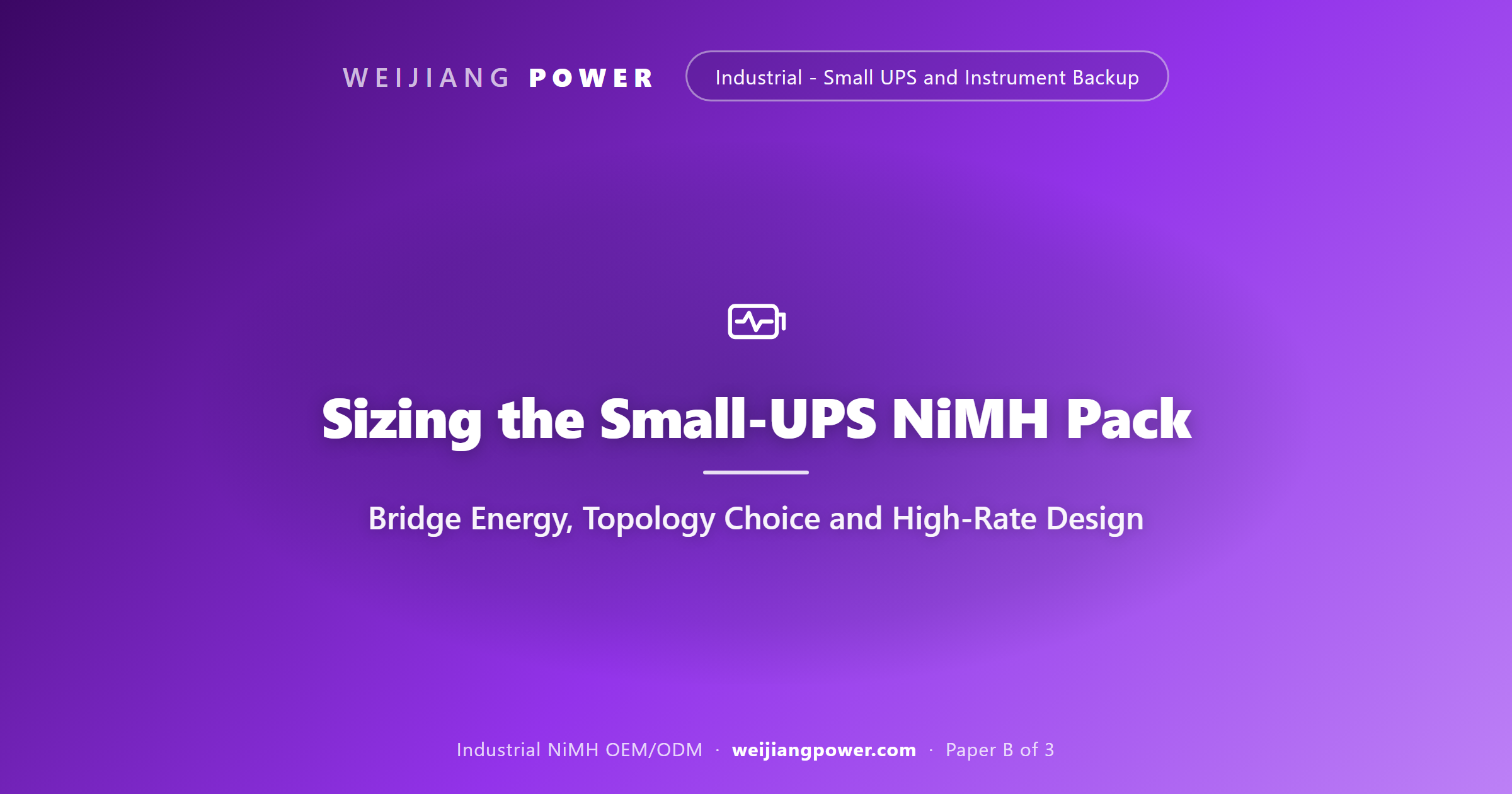 sizing high rate NiMH battery pack for small UPS instrument ride through bridge energy derating