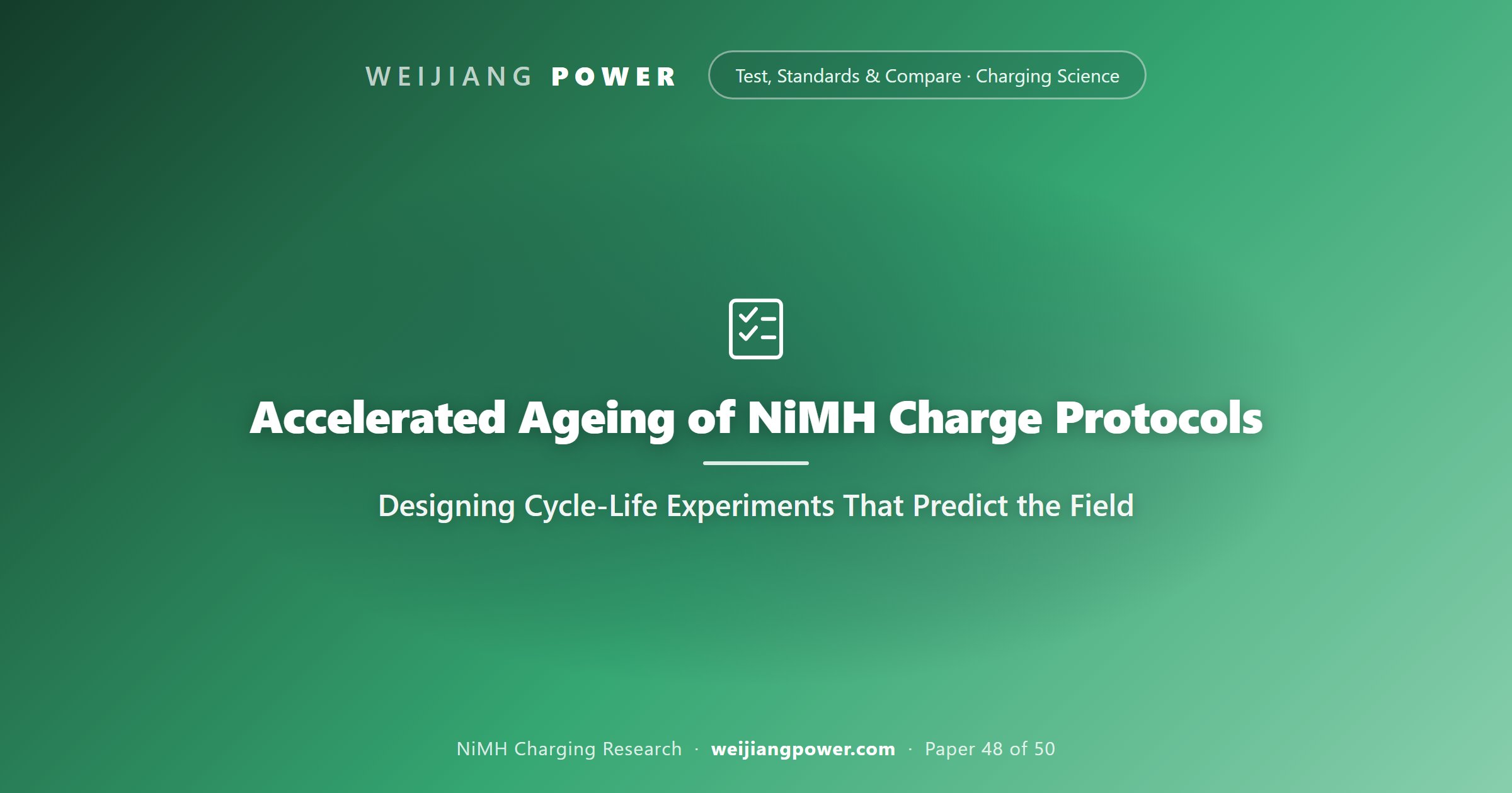 Accelerated Ageing of NiMH Charge Protocols: Designing Cycle-Life Experiments That Predict the Field