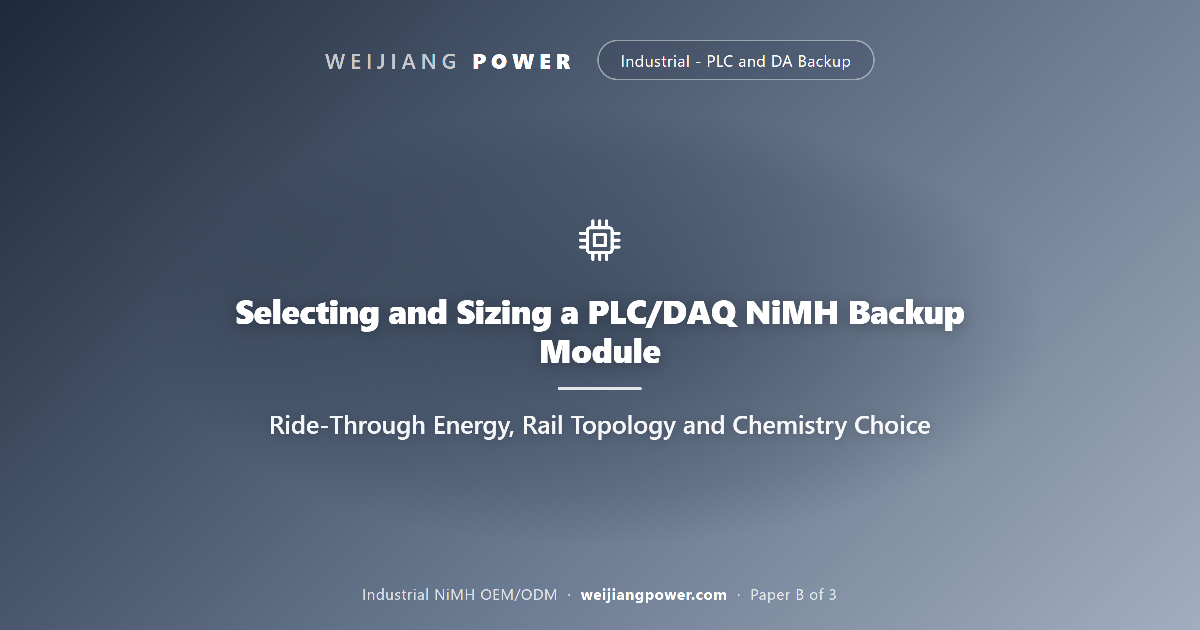 Academic cover for selecting and sizing a NiMH 24 V PLC backup module