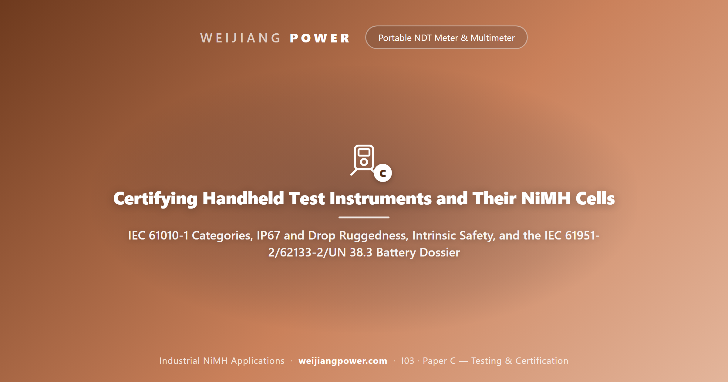 Certifying Handheld Test Instruments and Their NiMH Cells: IEC 61010-1 Categories, IP67 and Drop Ruggedness, Intrinsic Safety, and the IEC 61951-2/62133-2/UN 38.3 Battery Dossier