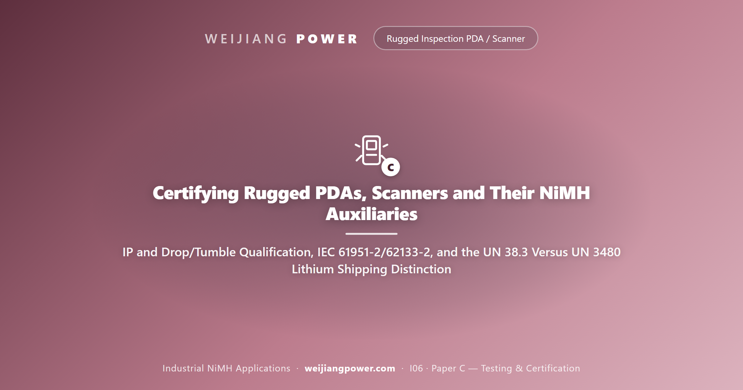 Certifying Rugged PDAs, Scanners and Their NiMH Auxiliaries: IP and Drop/Tumble Qualification, IEC 61951-2/62133-2, and the UN 38.3 Versus UN 3480 Lithium Shipping Distinction