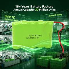 6V AA Ni-MH Rechargeable Battery Pack 1800mAh with Black Connector | Weijiang Power OEM Battery Factory