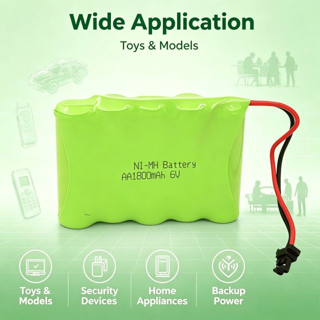 6V AA Ni-MH Rechargeable Battery Pack 1800mAh with Black Connector | Weijiang Power OEM Battery Factory