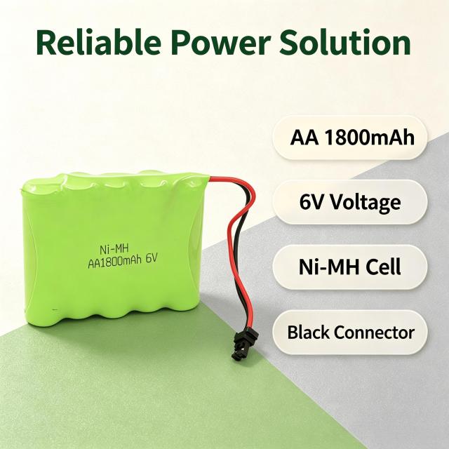 6V AA Ni-MH Rechargeable Battery Pack 1800mAh with Black Connector | Weijiang Power OEM Battery Factory