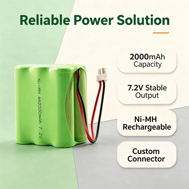 7.2V AA Ni-MH Rechargeable Battery Pack 2000mAh with White Connector | Weijiang Power OEM Battery Factory