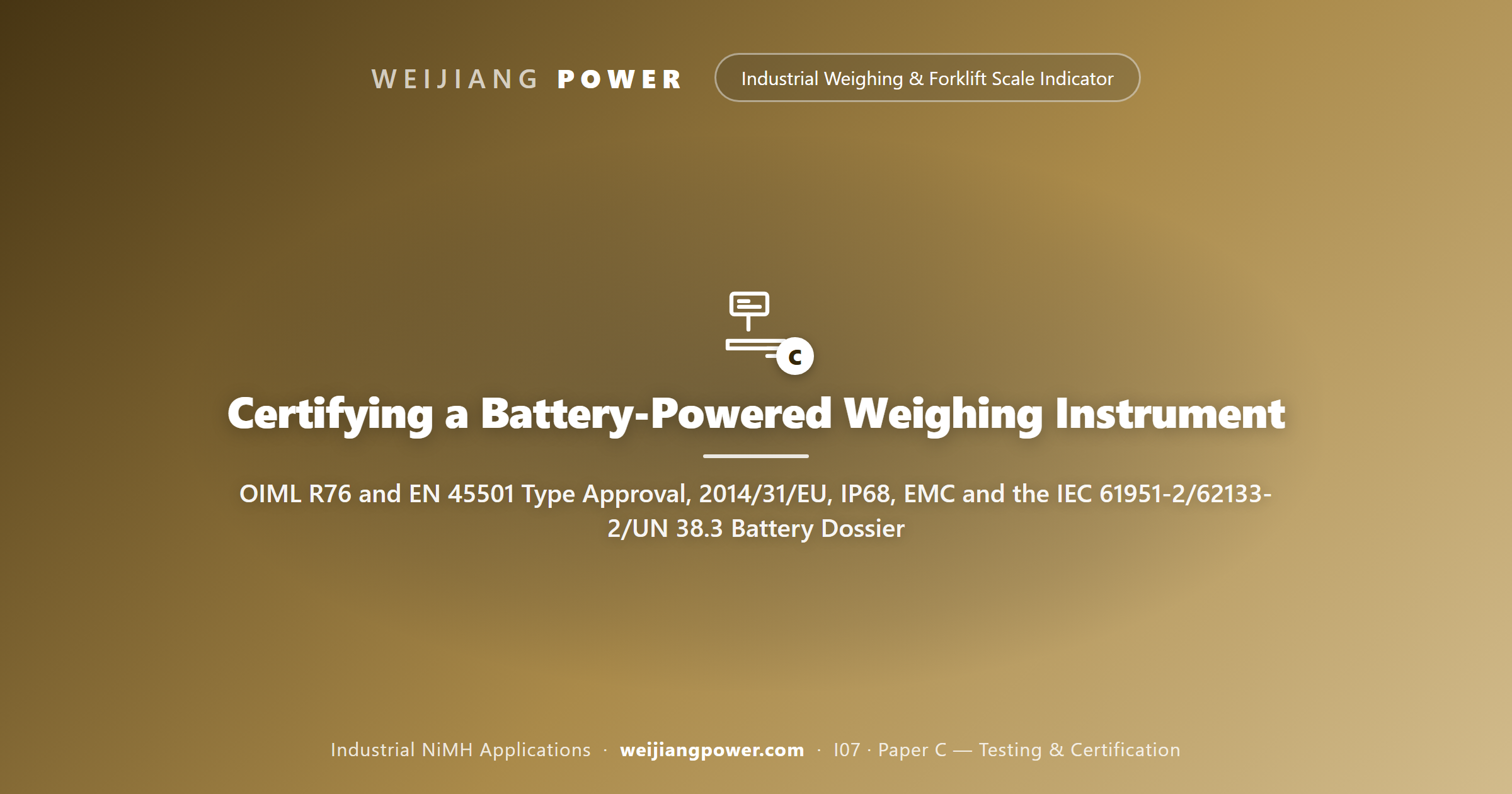 Certifying a Battery-Powered Weighing Instrument: OIML R76 and EN 45501 Type Approval, 2014/31/EU, IP68, EMC and the IEC 61951-2/62133-2/UN 38.3 Battery Dossier