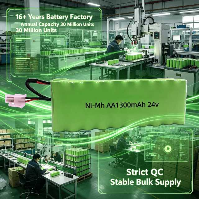 24V AA 1300mAh Ni-MH Rechargeable Battery Pack | Weijiang Power OEM Battery Factory