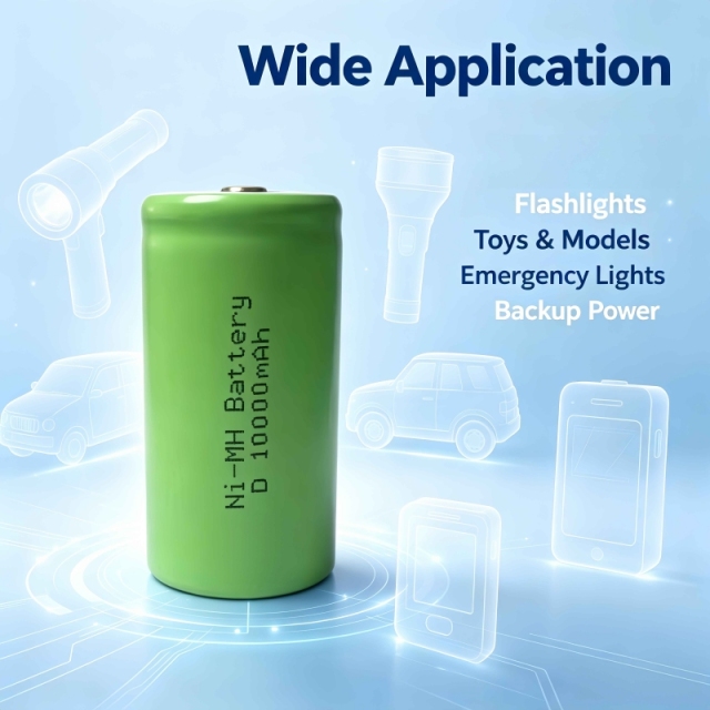 D Size 10000mAh 1.2V Ni-MH Rechargeable Battery