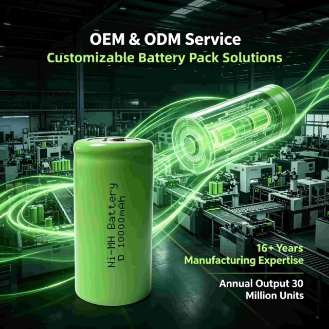 D Size 10000mAh 1.2V Ni-MH Rechargeable Battery