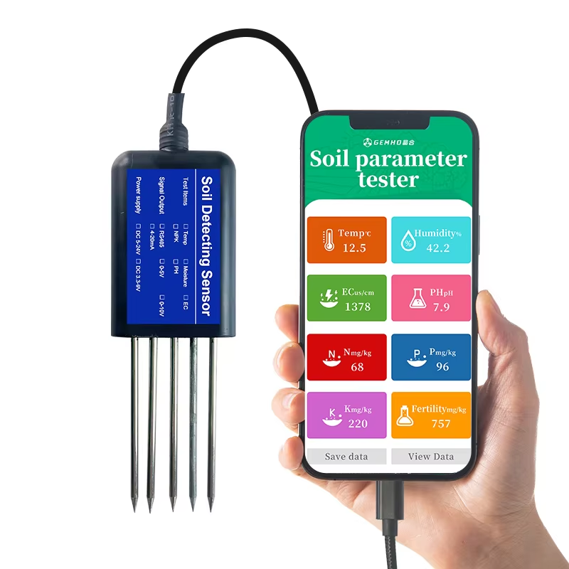 Mobile Soil Monitoring Sensor High Precision Soil NPK Temperature And Humidity 8 IN 1 Sensor