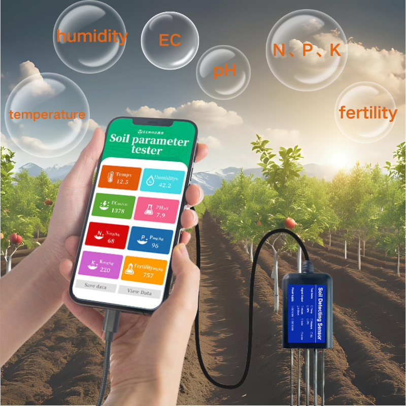 Multi-Parameter 8-in-1 Soil Sensor pH NPK Moisture Fertility Monitoring for Lawn and Agriculture