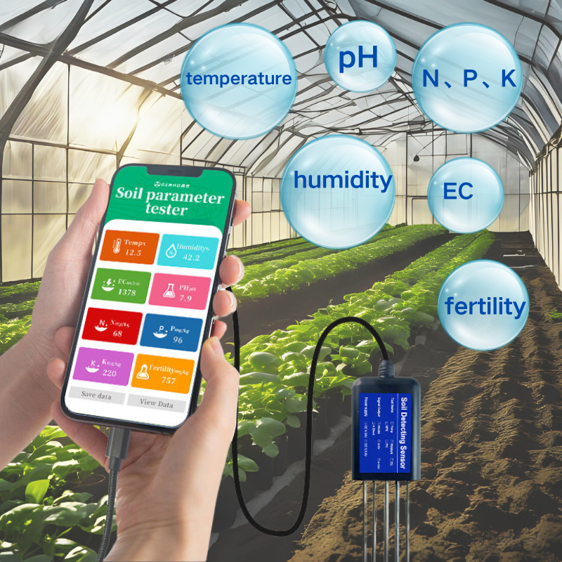8-in-1 Soil Sensor NPK pH Moisture Temperature EC Measurement for Accurate Soil Analysis