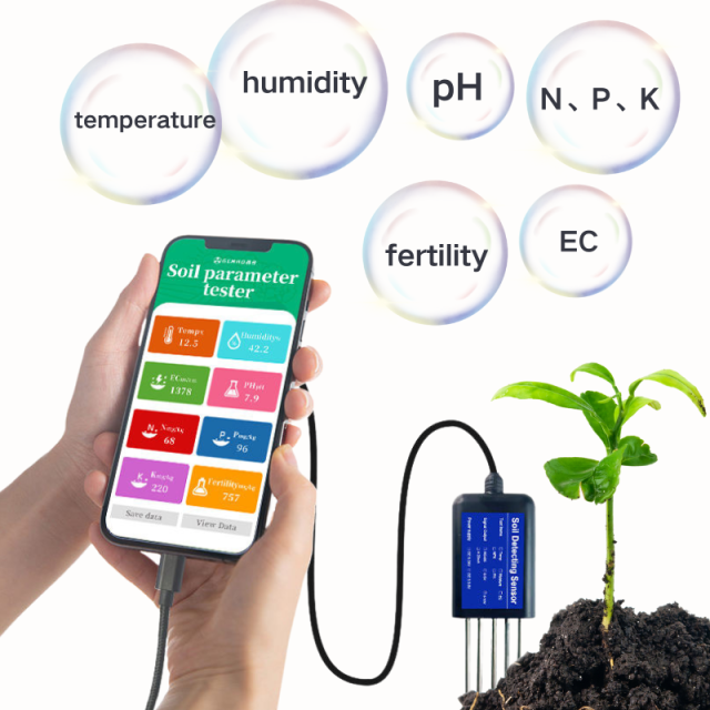 Multi-Parameter 8-in-1 Soil Sensor pH NPK Moisture Fertility Monitoring for Lawn and Agriculture