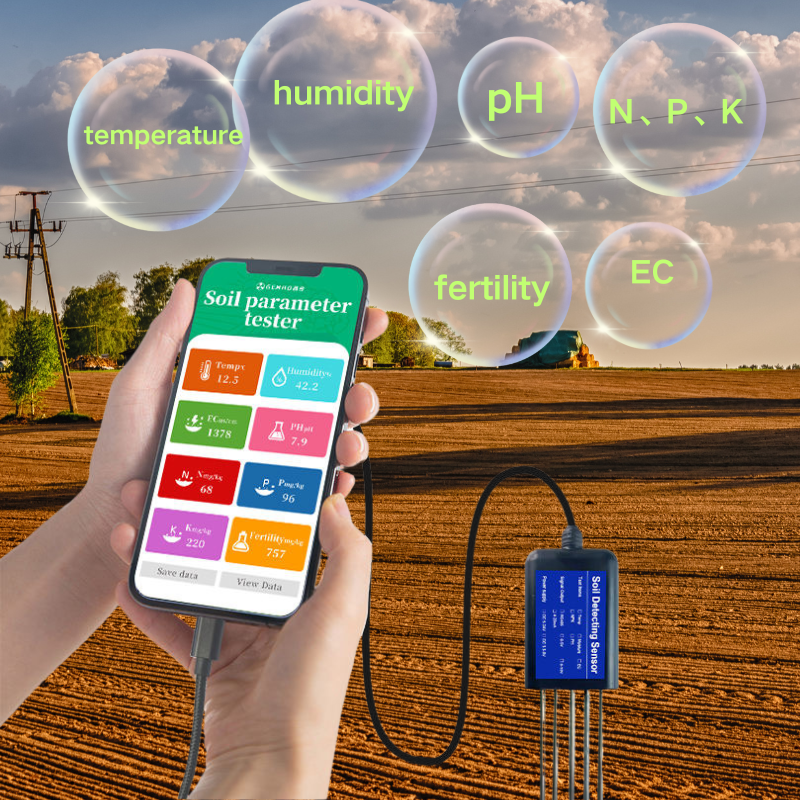 Multi-Parameter 8-in-1 Soil Sensor pH NPK Moisture Fertility Monitoring for Lawn and Agriculture