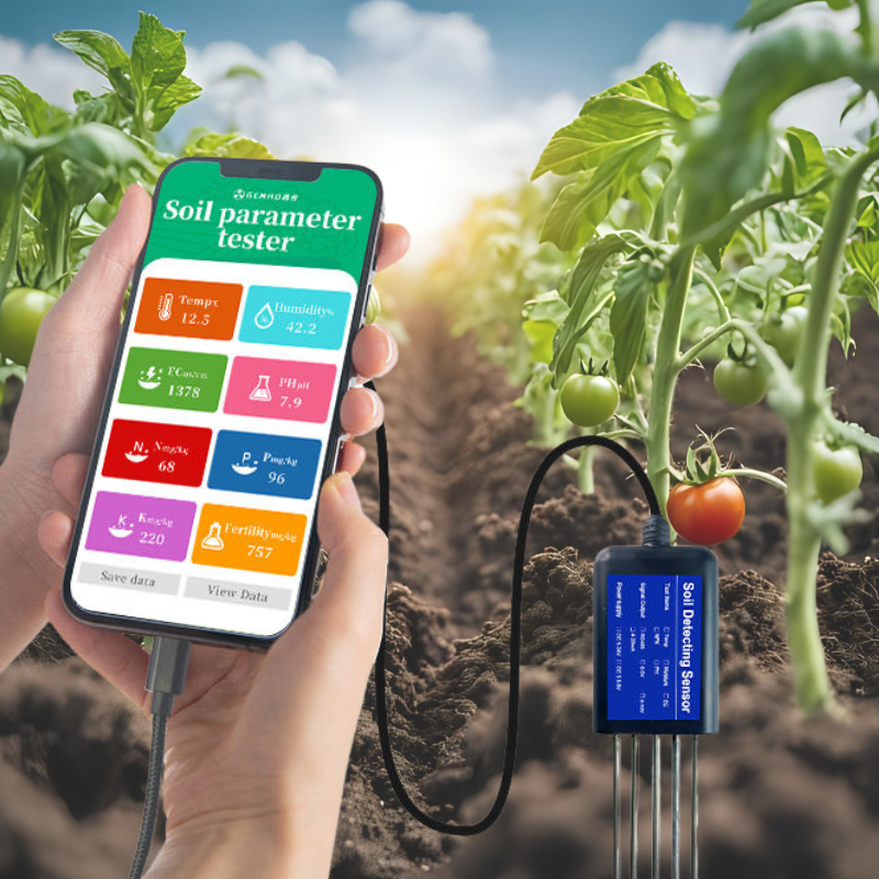 Multi-Parameter 8-in-1 Soil Sensor pH NPK Moisture Fertility Monitoring for Lawn and Agriculture
