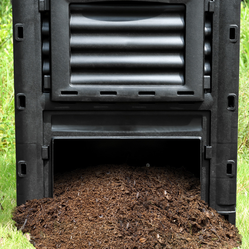 300L Heavy-Duty Plastic Garden Compost Bin Outdoor Easy Assembly Composting Container Backyard Composter