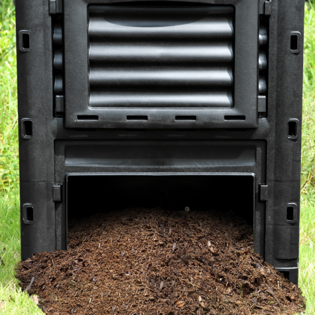 300L Heavy-Duty Plastic Garden Compost Bin Outdoor Easy Assembly Composting Container Backyard Composter