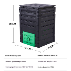 300L Heavy-Duty Plastic Garden Compost Bin Outdoor Easy Assembly Composting Container Backyard Composter